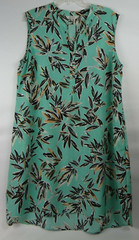 Woman&rsquo;s Dress Sleeveless XL Green Tan Black Fern Leaves by ZOZO