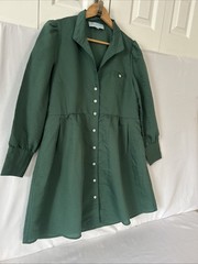 TUCKERNUCK Florence Shirt Dress Olive Green Size-M Modern Classic Boho