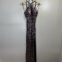 Juniors&rsquo; Violet Weekend Size 13/14 Sequin Halter Side Slit Gown