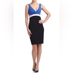Black Halo Scott Cutout Sheath Dress Women 6 Blue White Black ASO celebrities