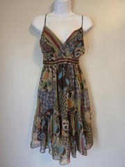 Vintage Y2K Breakin Loose Patchwork Look Sheer Hippie Boho Dress 5/6