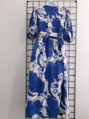 « NEW » WHITE CLOSET 🌸 SMALL==BLUE FLORAL PRINT / LINEN BLEND / WRAP MIDI DRESS