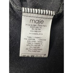 Maje Women Black Wool Blend Draped Mini Dress Sz 1 Small Metallic Shoulder Trim