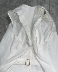 COMMENSE White Sleeveless Button Front Cotton Mini Shirt Dress Cinch Waist XL