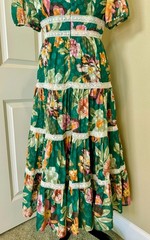 NWT INA Women&rsquo;s Multi Floral Green Midi Dress Size S