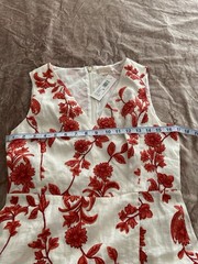 Rebecca Taylor White Red Floral Embroidered Sleeveless V-Neck Dress Size 6