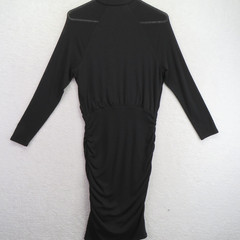 Express Bodycon Dress Womens XS Black Long Sleeve Ruched Mock Neck Stretch Knit