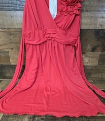 NWT Women Sleeveless Dress Size Large Ruffle Ruched Waist Stretch Dressy Fairy