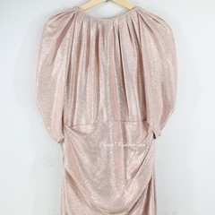 NWT TALBOT RUNHOF Cape-effect Gathered Metallic Stretch-jersey Gown, EU 42/US 12