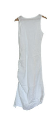 Made in Italy 100% Linen Womens Sheer Tank Dress L Ruched Side Coastal Resort