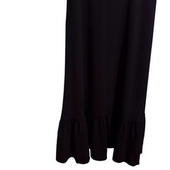 CO Size Large Black Short Sleeve Structured Ruffle Hem Maxi Dress Pockets Chic