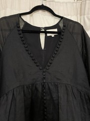 JOSLIN STUDIO LILLIAN LINEN RAMIE SMOCK DRESS BLACK SZ 10