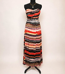 American Rag Multi-colored horizontal striped maxi dress with geometric patterns