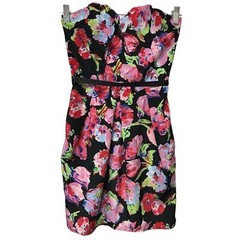 Asos Dress Womens 2 Floral Strapless Black Red Pink Blue Green White