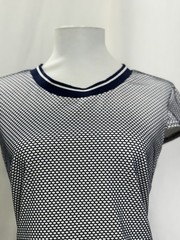 Tommy Hilfiger 8 Blue White Asymmetrical Sheath Dress Short Sleeves Stretch EUC