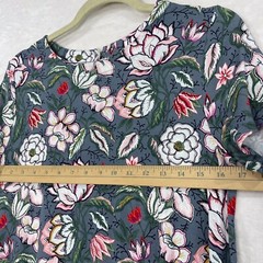 Loft Floral Flounce Swing Dress Jersey Knit Ruffle Hem Women S Blue Pink NEW