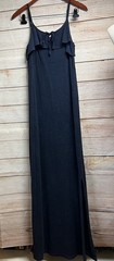 Juicy Couture y2K Cotton Terry Maxi Sun Slip Dress Sz M Side Slits Navy Ruffle