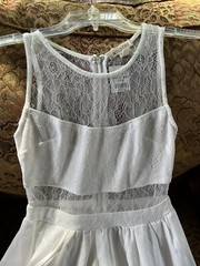 NWT cream eggshell winter white silk blend sheer panels long maxi dress sz S