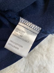 Stella Morgan Dress Womens 10 Linen Cotton Blend Navy Blue Shift Short Sleeve