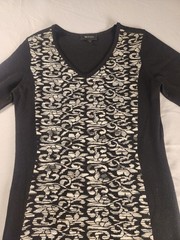 AB Studio Black & Beige Patterned Sweater Dress Women’s Size M