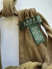 Lauren Ralph Lauren Olive Shimmer Halter Knit Linen Cotton Tie Ruffle Hem Knee M