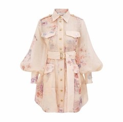 NWT Zimmermann Spring Summer New Lantern Sleeve Print Shirt Mini Skirt Set