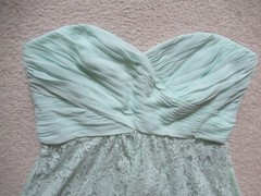 NWT B2 Jasmine Seamist Green Strapless Ruched Chiffon Lace Maxi Mini Dress 22