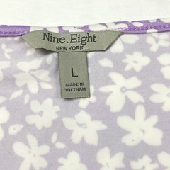 Nine Eight New York Womens Size L Empire Waist Knit Button Dress Floral Purple