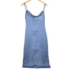 WeWoreWhat Satin Charmeuse Cowl Midi Slate Blue 4 NWT