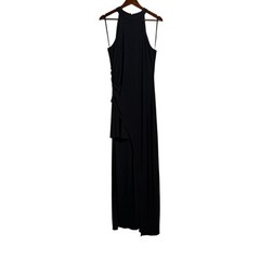 Laundry by Shelli Segal Sleeveless Mock Neck High Low Gown Back Zip Up 10 Black