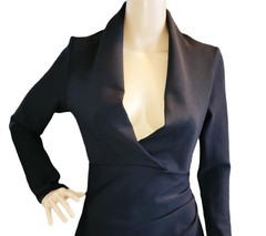 BELLA BARNETT SZ M BLACK V-NECK BANDAGE BODYCON DRESS STRETCH NWT USA SELLER