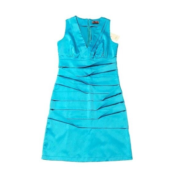 Isle Apparel Womens A-line Layered Dress New With Tag Blue Teal Size Small
