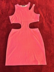 Women&rsquo;s Bodycon Dress Activewear Mini Dress with Cute Out Design Pink Size L