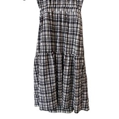 Free People Just Female Hamilton Midi Dress Large Gingham Lightweight Cottage