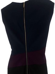 Tommy Hilfiger 14 Ladies Dress Navy & Black w Maroon accent logo gold zip $99