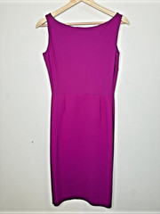 Chiara Boni La Petite Robe Midi Sheath Dress Magenta Grommets Boat Neck 44EU 8US