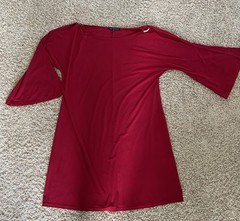 Nik and Nash Red Jeweled Split Shoulder Bell Sleeve Dress Size XL