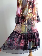 ORIENTIQUE Black Yellow Pink Boho Dress Size 10