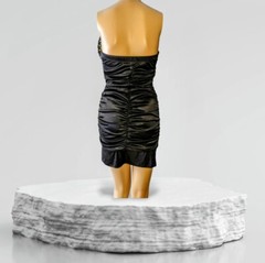 TABOO Black Strapless Sequin – SILKY – Bodycon Dress Mini – RUCHED – Size Small