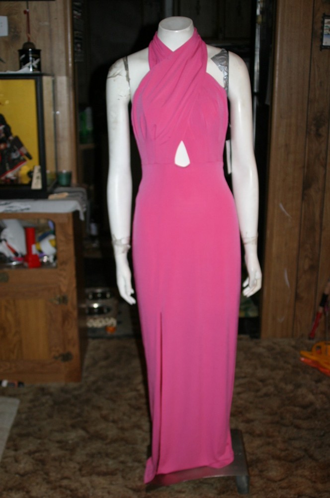 NEW, BEAUTIFUL & SEXY MADISON GREY HOT DARK PINK LONG HALTER STYLE DRESS SZ 4