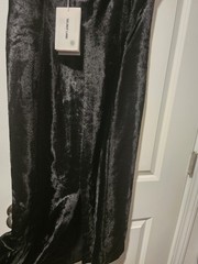 Helmut Lang Black Pony Hair Maxi Dress Sz 10 Sweetheart Strappy Sleeveless Zip