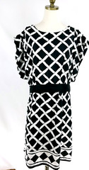 Eliza J Women&rsquo;s Size 18w Geometric Black White Shift Dress Belt