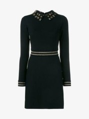 Valentino Black/Gold Sequined Star Peter Pan Collar Knit Dress Size S