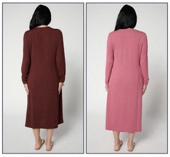 Denim & Co. Essentials Jersey 2-Pack Dresses Size S Raisin Brown Rose A703339