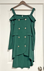 NWT Dressfo Dresslily Green Button Knit Off Shoulder Ruffle Dress Size US 14