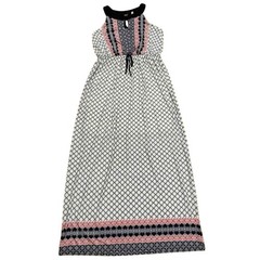 Gilli Maxi Dress Women&rsquo;s Lg White Navy Pink Tile Print Drawstring Sleeveless NWT