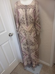 Anna Sui Maxi Accent Waist And Ruffle Hem Button Detail W/ Crochet Slv Hem Line
