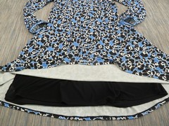Hale Bob Dress Womens Large Blue Black Floral Long Sleeve Tunic Boho LA