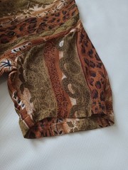 Vintage Select Brown and Green Beaded Floral Animal Print Dress Women&rsquo;s Medium