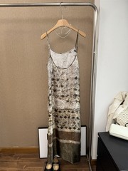 Uma Wang Pompeii Copper Ammonia Silk Dyed Backless Long Halter Dresses Skirts